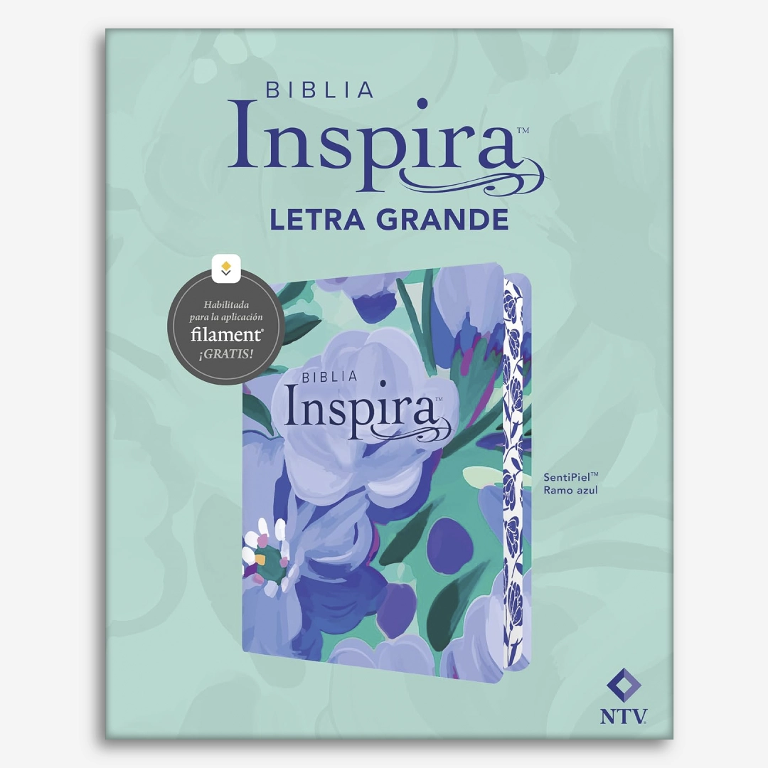 Biblia Inspira NTV, Letra grande con Filament (SentiPiel, Ramo azul)