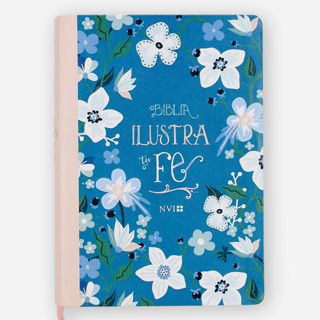 Biblia Ilustra Tu Fe – Imitación Piel, Azul Floral