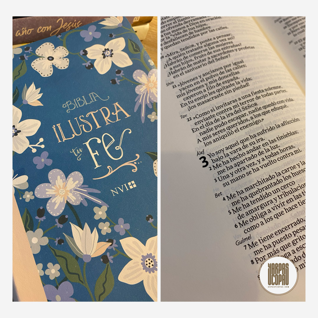 Biblia Ilustra Tu Fe – Imitación Piel, Azul Floral