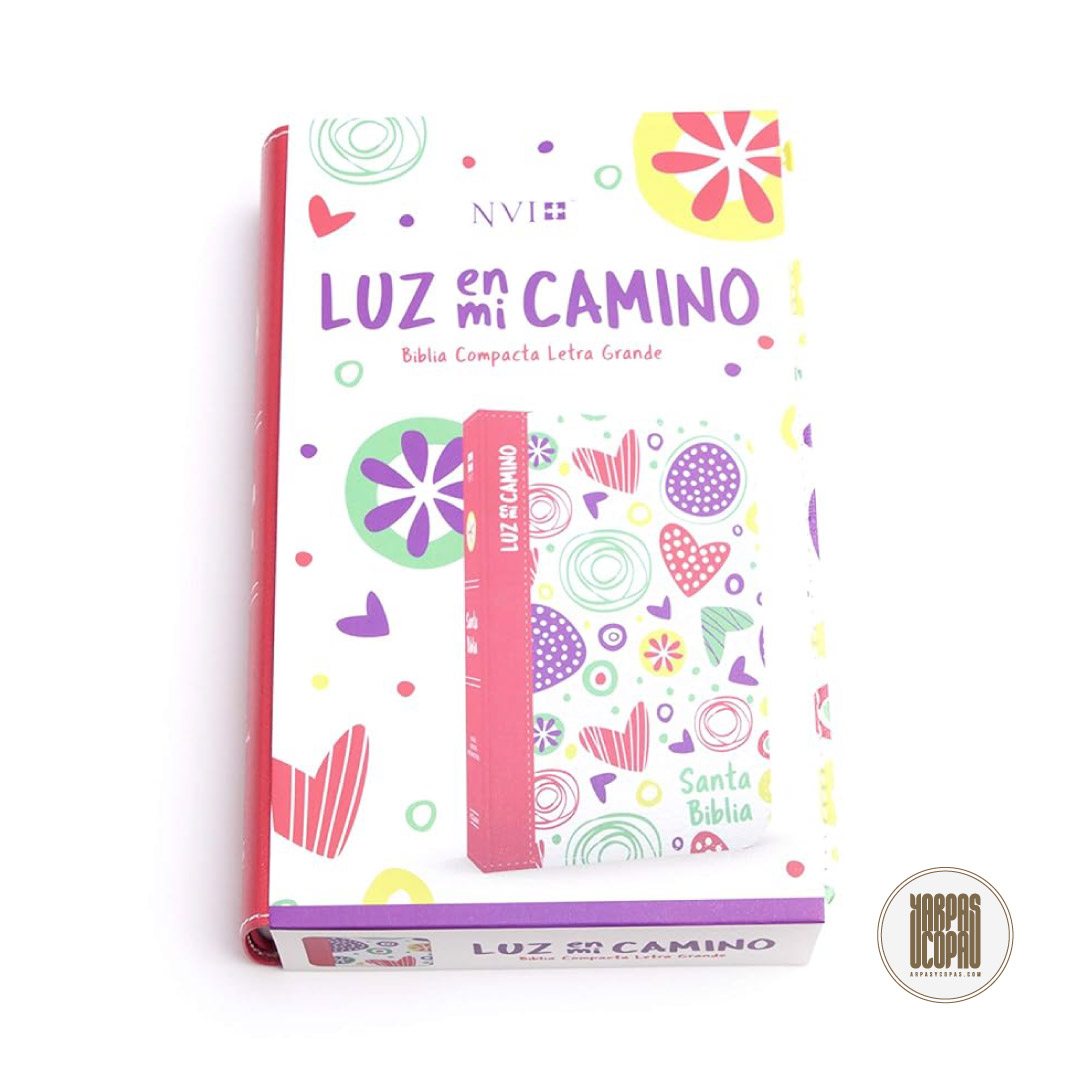 Biblia Luz en Mi Camino (Corazones, multicolor símil piel)