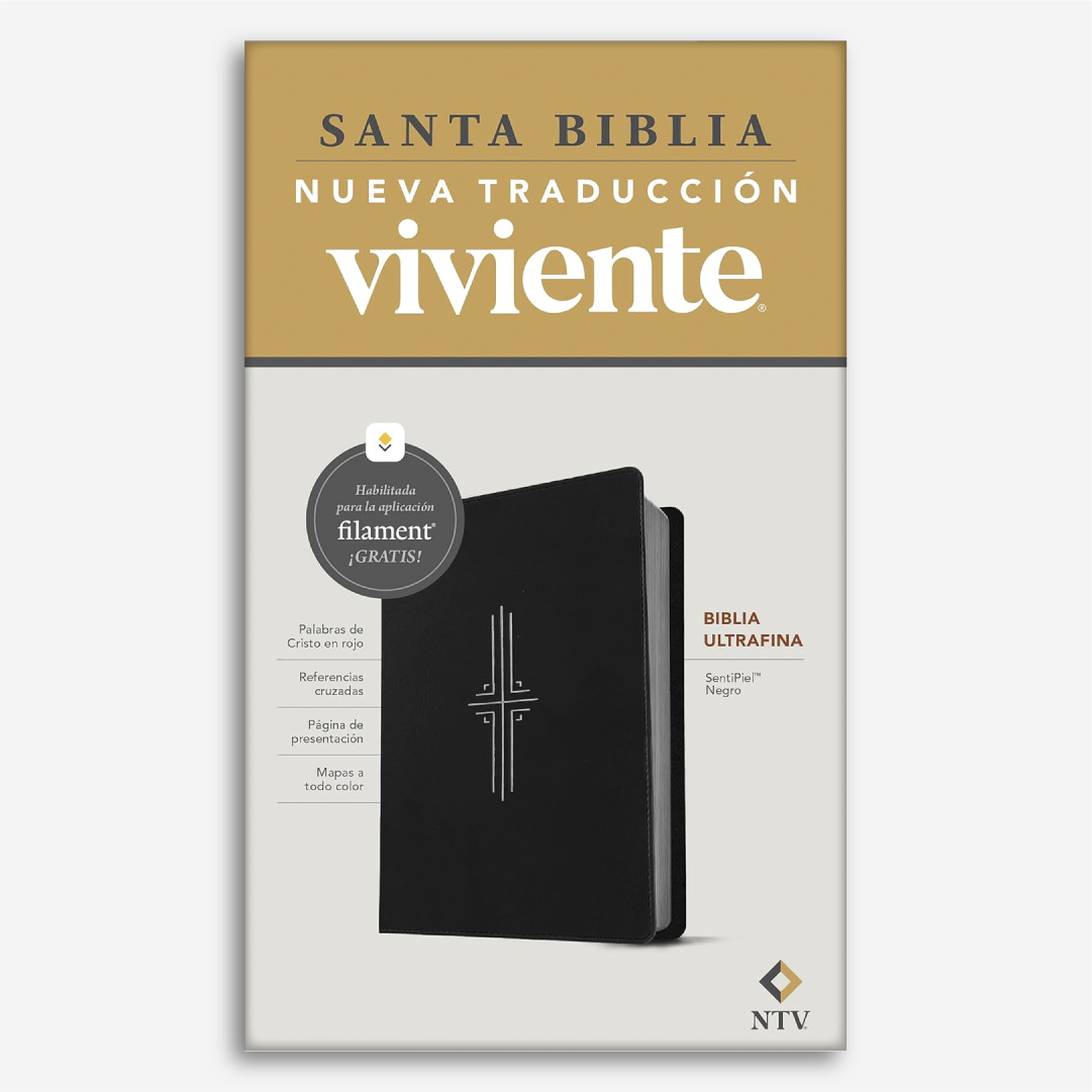 Biblia Ultrafina con Filament (SentiPiel, Negro, Letra Roja)