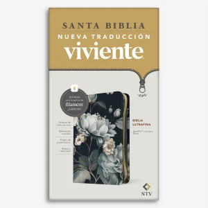 Biblia Ultrafina NTV con Filament (Con zíper, SentiPiel, Azúl flores, Letra Roja)