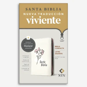 Biblia Compacta, Letra Grande con Filament (SentiPiel, Beige, Letra Roja)