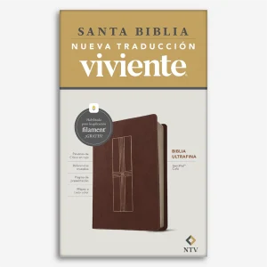 Biblia Ultrafina con Filament (SentiPiel, Café, Letra Roja)