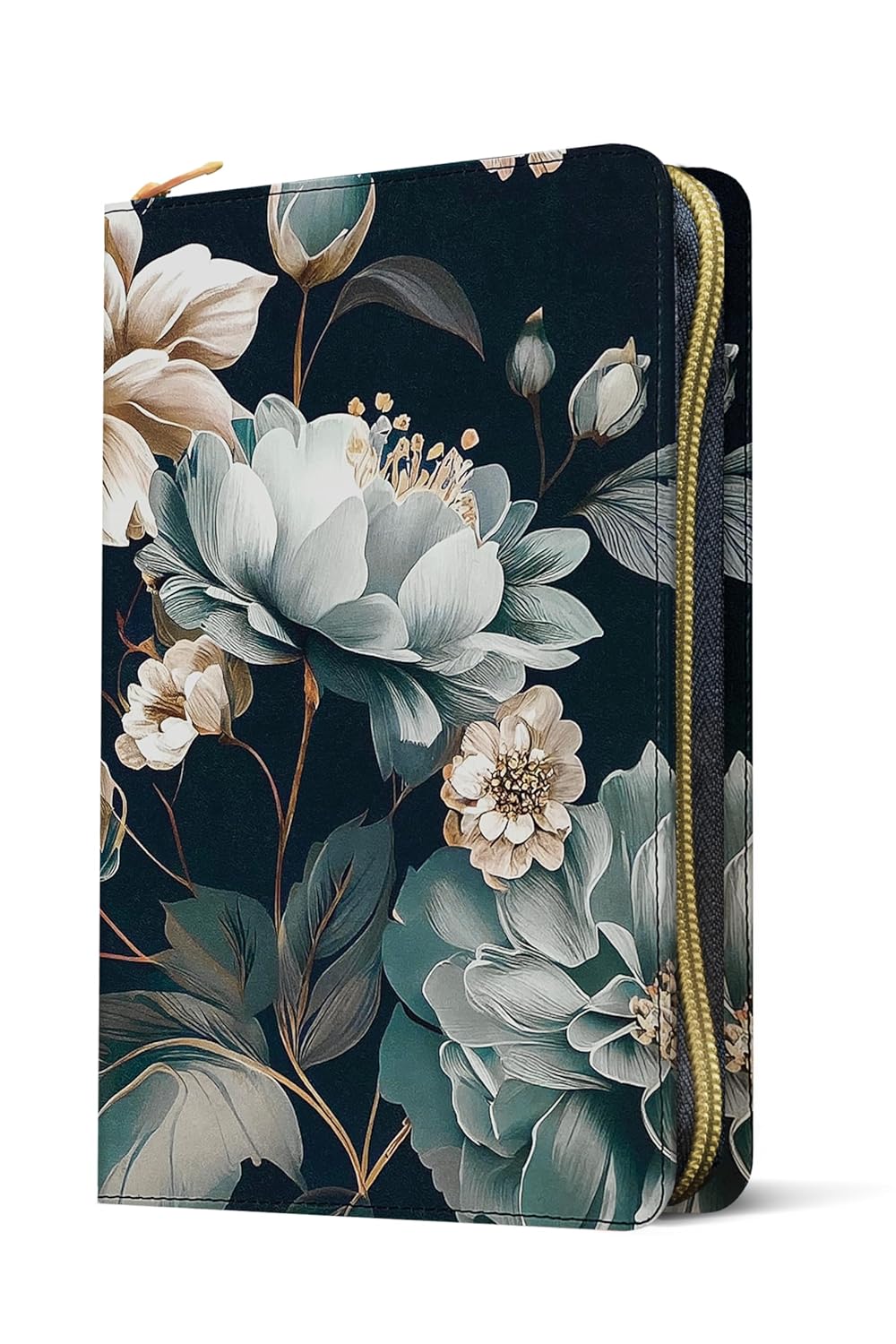 Biblia Ultrafina NTV con Filament (Con zíper, SentiPiel, Azúl flores, Letra Roja)