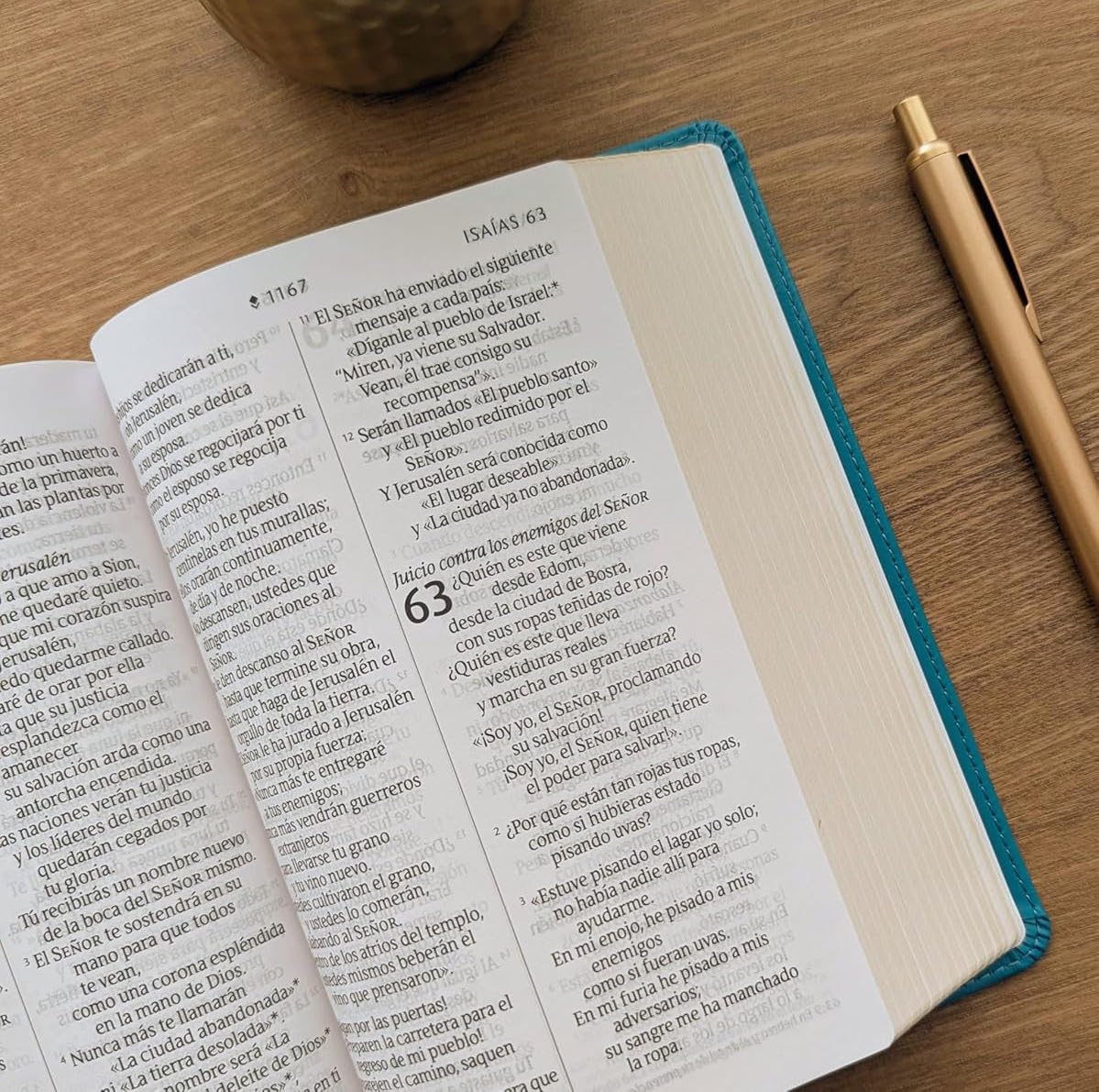 Biblia Compacta, Letra grande con Filament (SentiPiel, Turquesa Floral, Letra Roja)