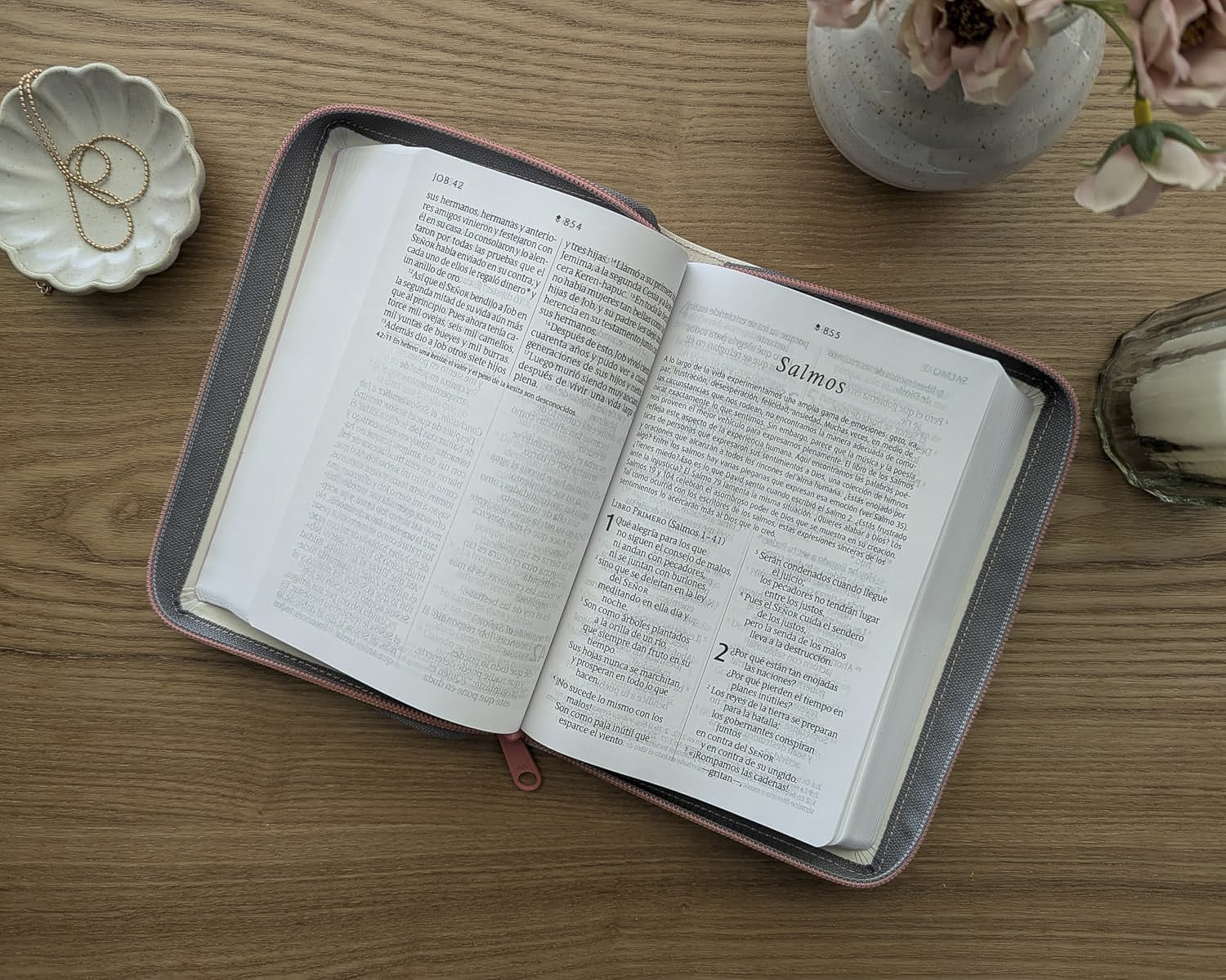 Biblia Compacta, Letra Grande con Filament (SentiPiel, Beige, Letra Roja)