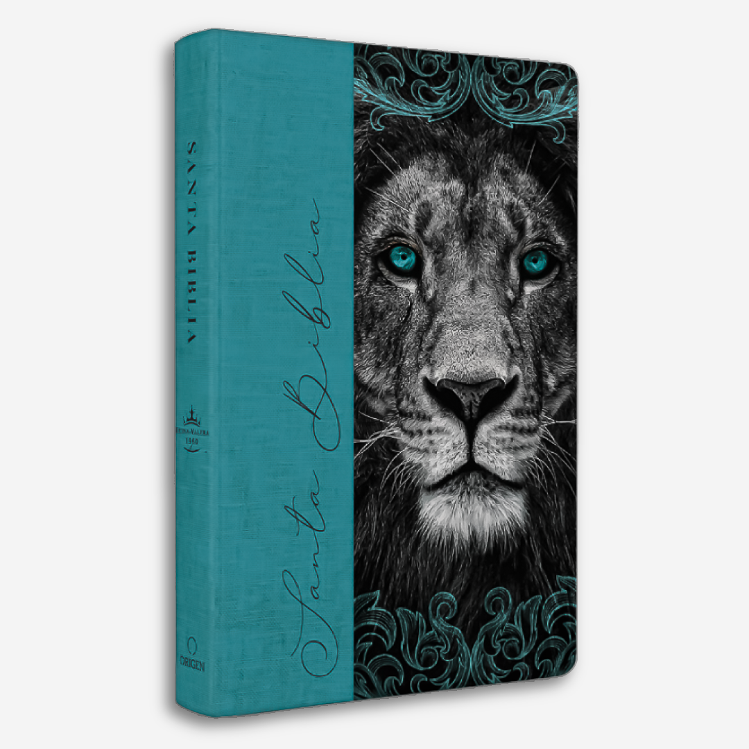 Biblia RVR60 - León aguamarina (Tapa Dura de tela, Letra grande, Tamaño Manual)