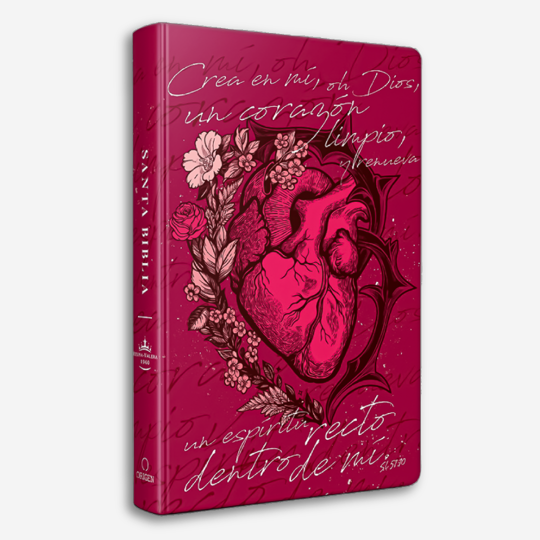 Biblia RVR60 - Nombres de Dios, Crea en mí un corazón limpio, Rosada (Tapa Dura, Letra grande, Tamaño Manual)