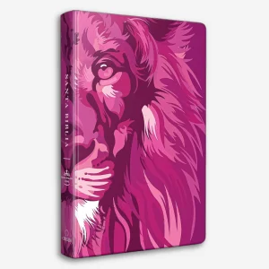 Biblia RVR60 - León de Judá Rosada (Tapa Dura, Letra grande, Tamaño Manual, Edición cantos pintados)