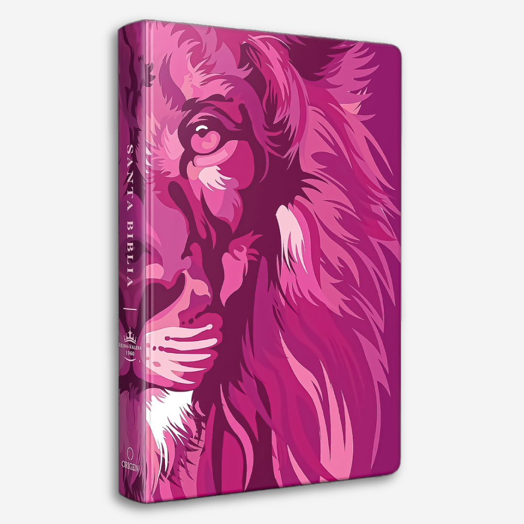 Biblia RVR60 - León de Judá Rosada (Tapa Dura, Letra grande, Tamaño Manual, Edición cantos pintados)