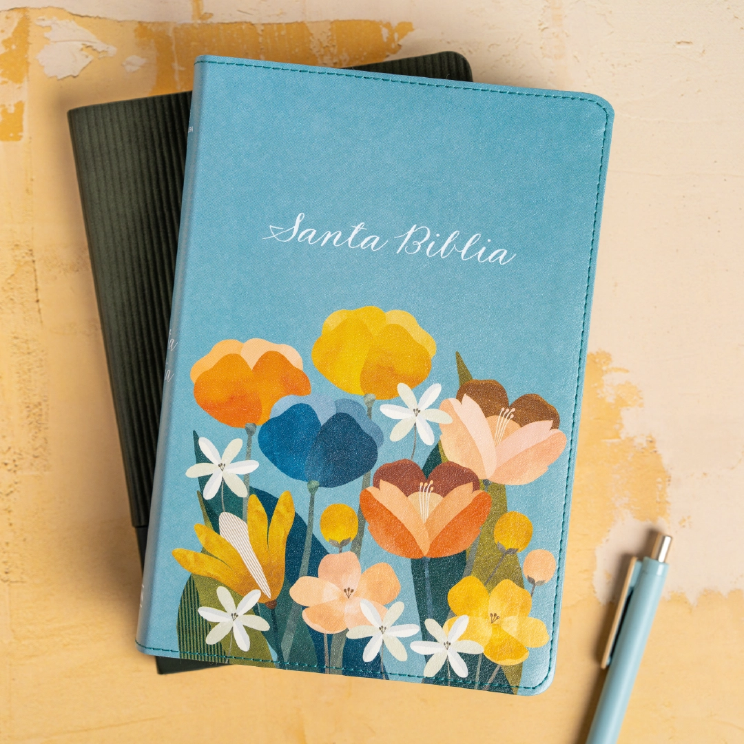 Biblia RVR 1960, letra grande tamaño manual edición especial, aqua, símil piel