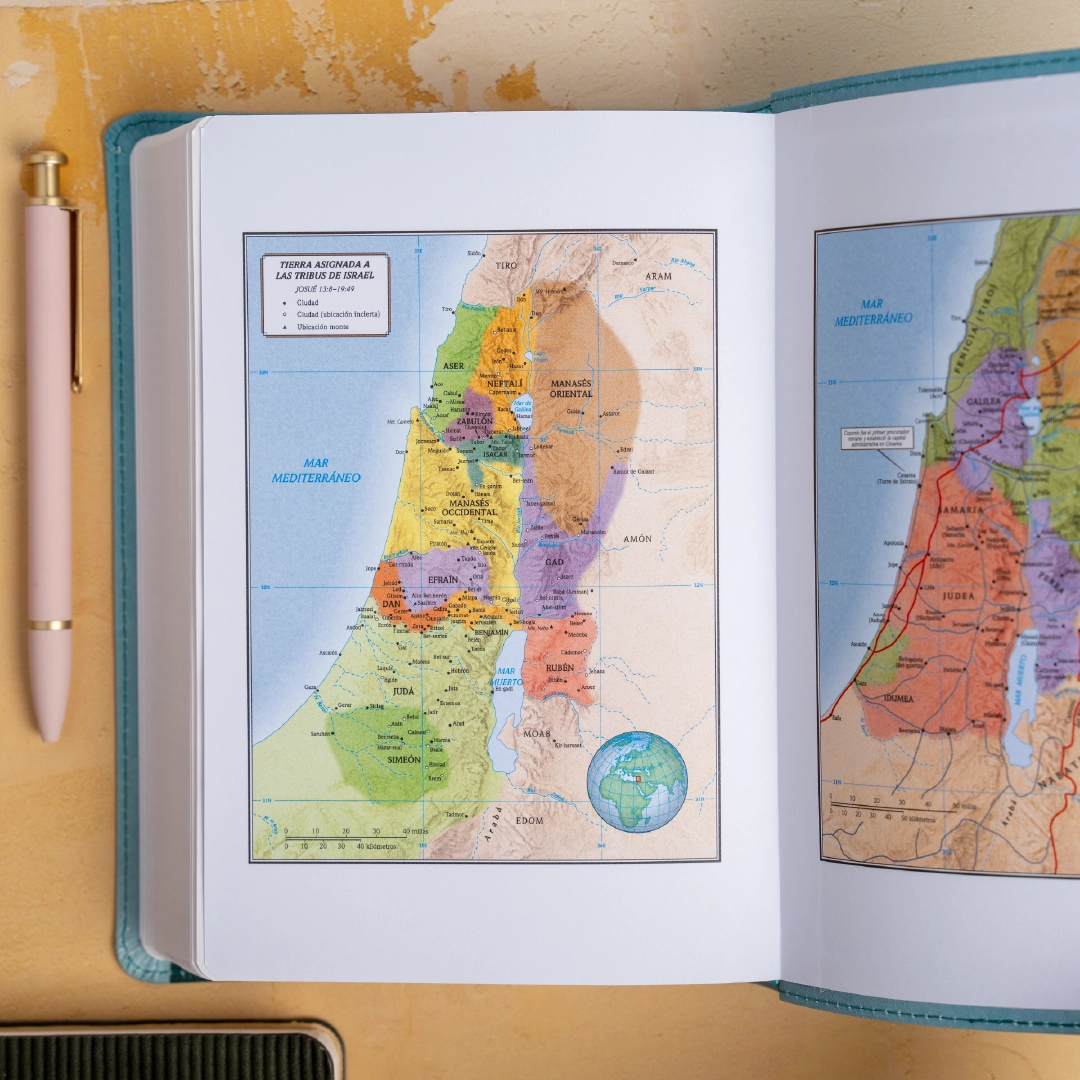 Biblia RVR 1960, letra grande tamaño manual edición especial, aqua, símil piel