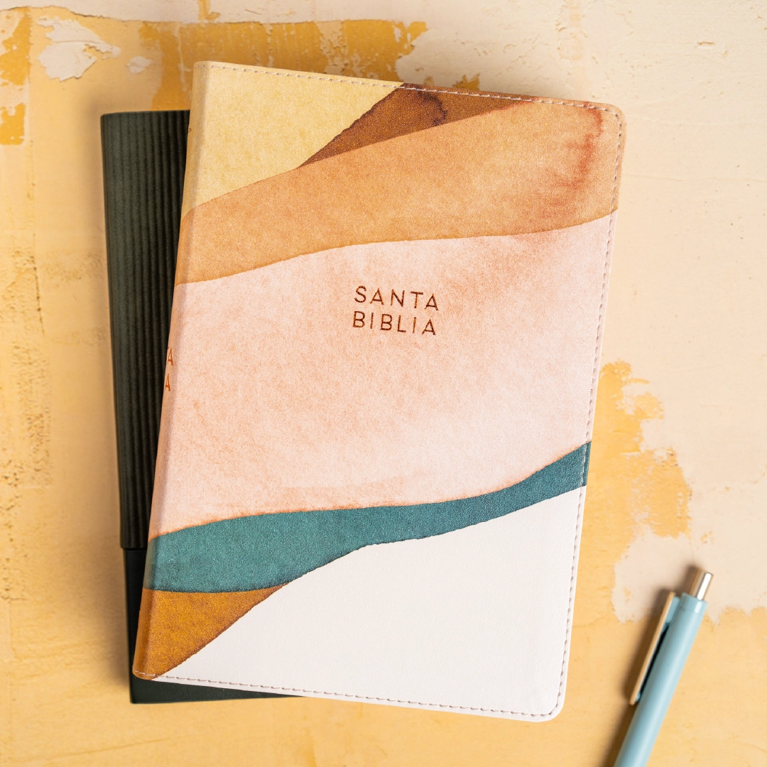 Biblia RVR 1960, letra grande tamaño manual edición especial, acuarela, símil piel
