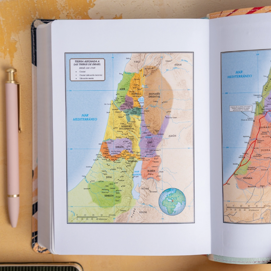 Biblia RVR 1960, letra grande tamaño manual edición especial, acuarela, símil piel