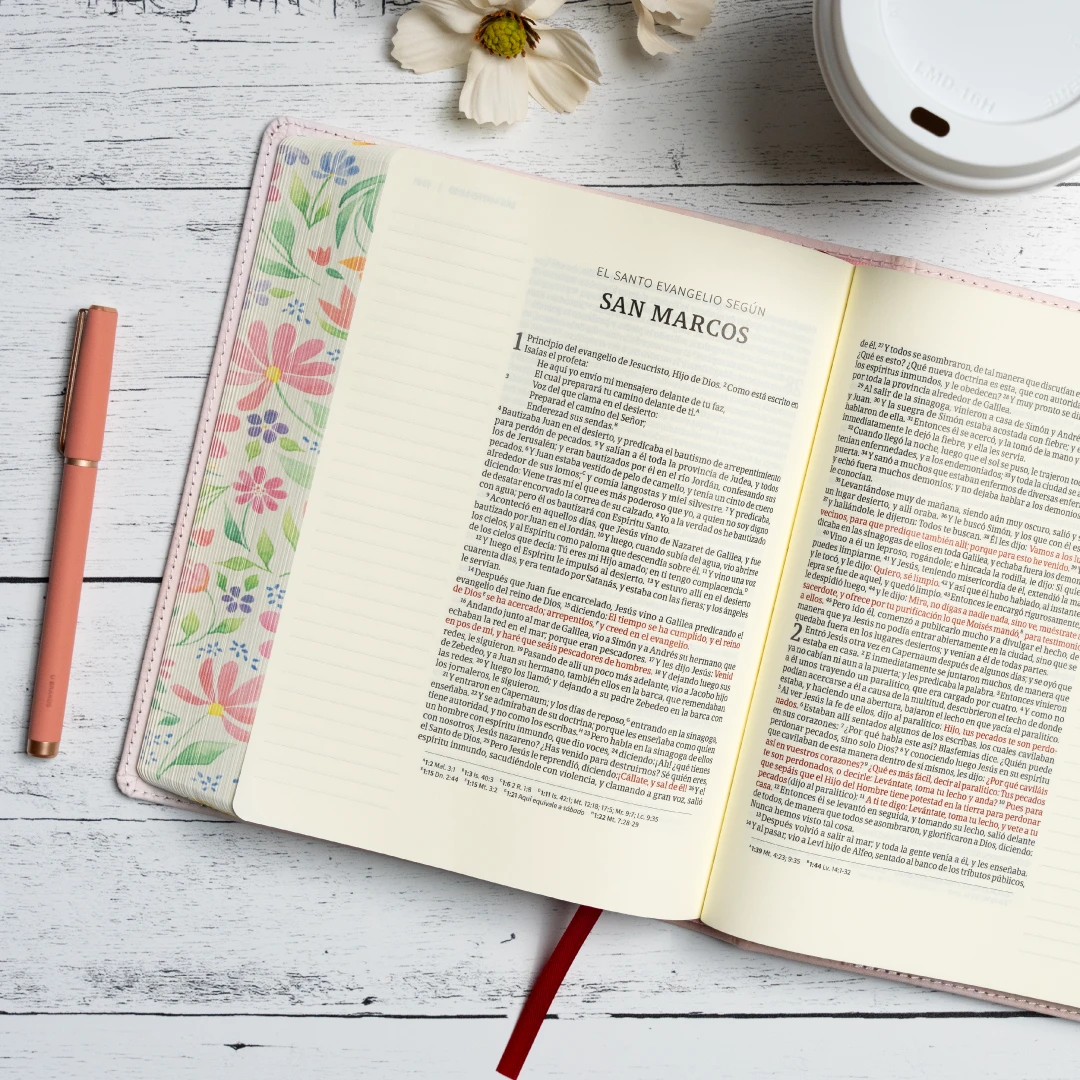 Biblia de Apuntes RVR 1960, Tamaño Personal, flores, (Tela impresa sobre tapa dura)