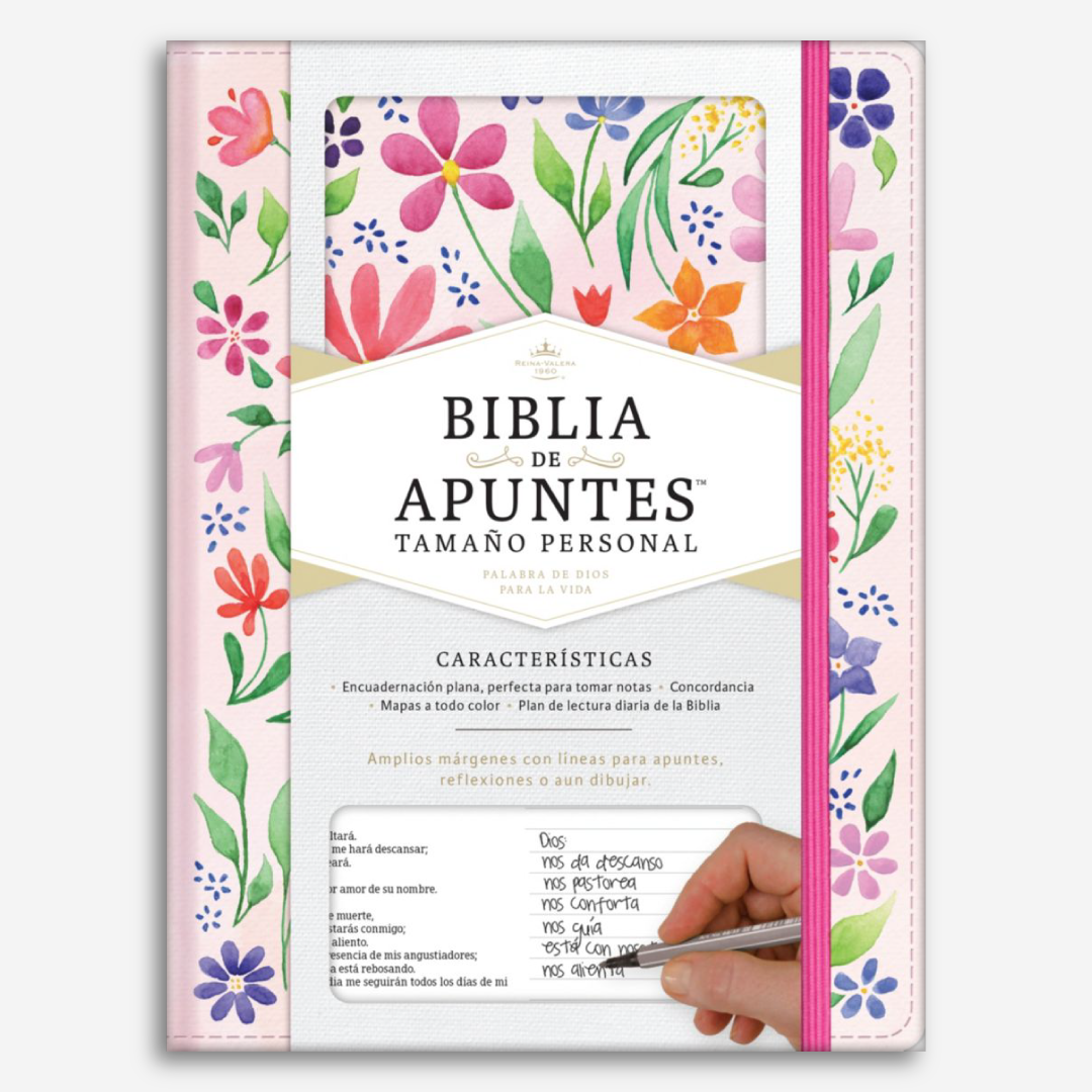 Biblia de Apuntes RVR 1960, Tamaño Personal, flores, (Tela impresa sobre tapa dura)