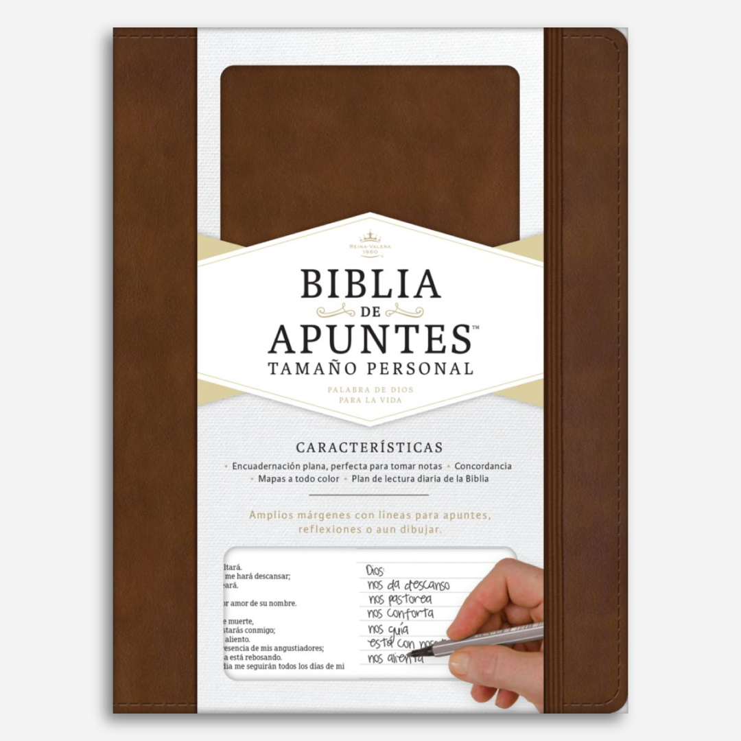 Biblia de Apuntes RVR 1960, Tamaño Personal, Café, (Símil Piel)